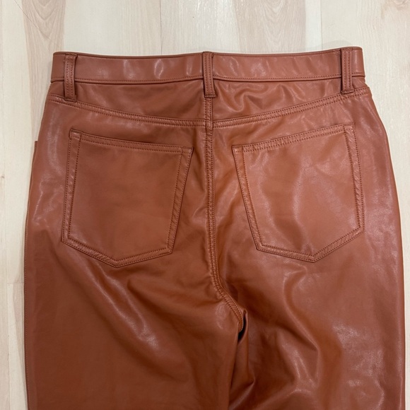 Abercrombie & Fitch The 90s Straight Ultra High Rise Faux Leather Pants Brown 14 - Picture 10 of 15